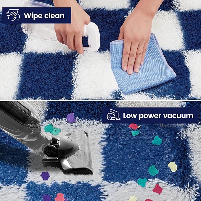 Super Soft Rug for Bedroom, 5x7 ft Blue and White Area Rug Classic Checkered - Image 4