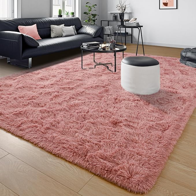 Tepook Blush Pink Area Rugs for Living Room Girls Bedroom, 6x9 Fluffy Shaggy - Image 8