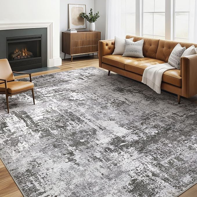5x7 Area Rugs Living Room: Machine Washable Large Abstract Modern Soft Rug by LOONGRUG