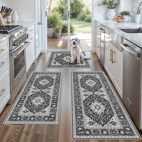 3-Piece Non-Slip Machine Washable Kitchen Rug Set by BYYVOORugsforYourHome