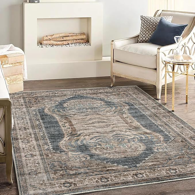 CHAMPLANT Washable Area Rug 3'x5' Vintage Traditional Floor Cover Foldable Thin - Image 2
