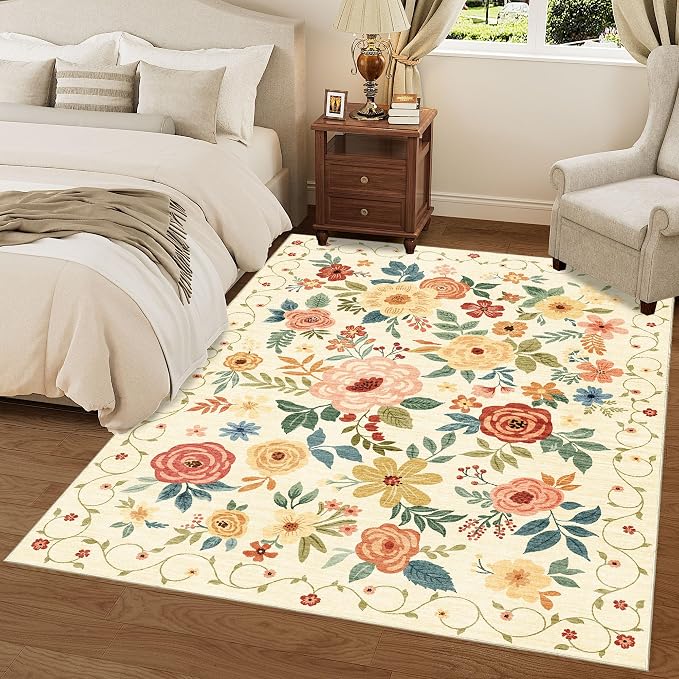 DUKINO 6x9 Area Rug, Floral Rugs - Image 9