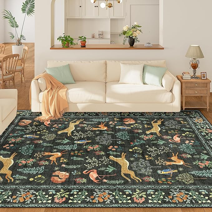 DUKINO 5x7 Rug, Washable Animal Living Room Rug - Image 3