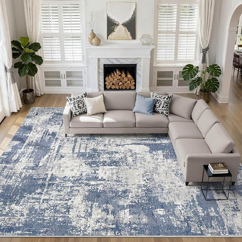 10x14 Area Rugs Living Room: Washable Large Abstract Modern Soft Rug Stain by LOONGRUG