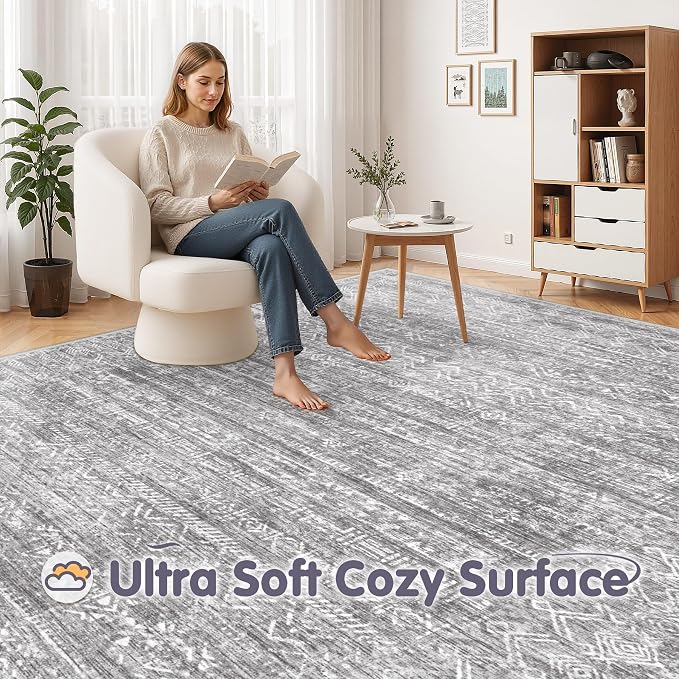 Washable Rug 9x12 Area Rugs: Modern Geometric Rugs - Image 9