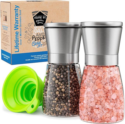 Home EC Original Stainless Steel Sea Salt and Pepper Grinder Set of 2 by HOMEEC