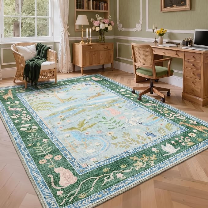 4x6 Whimsical Safari Nursery Area Rug Washable Non Slip Small Living Room Rugs by Garvee
