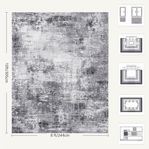 8x10 Area Rugs, Abstract Modern Ultra Soft Washable Rug, Non Slip Carpet - Image 2