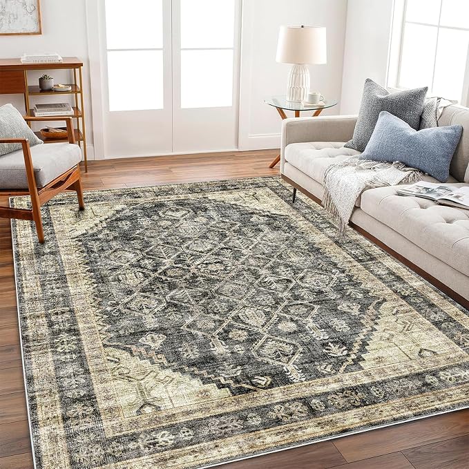 CHAMPLANT Area Rug 5'x7' Washable Rug Vintage Traditional Floor Cover Thin by CHAMPLANT