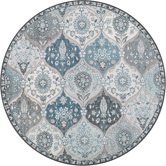 Lahome Moroccan Washable Round Rug, Soft Vintage Small Round Rug 3ft Non-Slip - Image 3