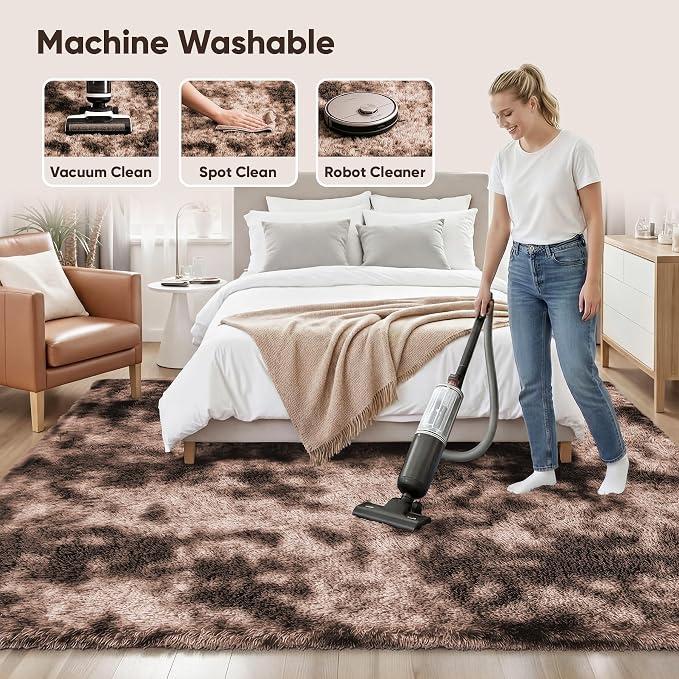 Area Rug for Living Room Bedroom: 4x6 Soft Fluffy Shag Upgrade Non-Slip High - Image 8