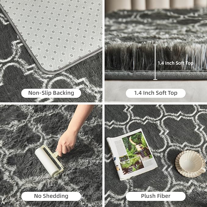 Litanika 5x8 Geometric Shag Area Rug - Image 5