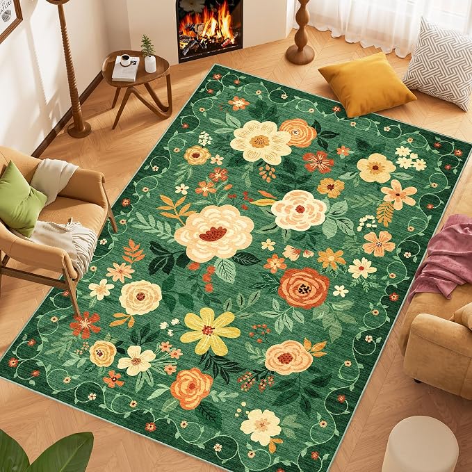 DUKINO 6x9 Area Rug, Floral Rugs - Image 3