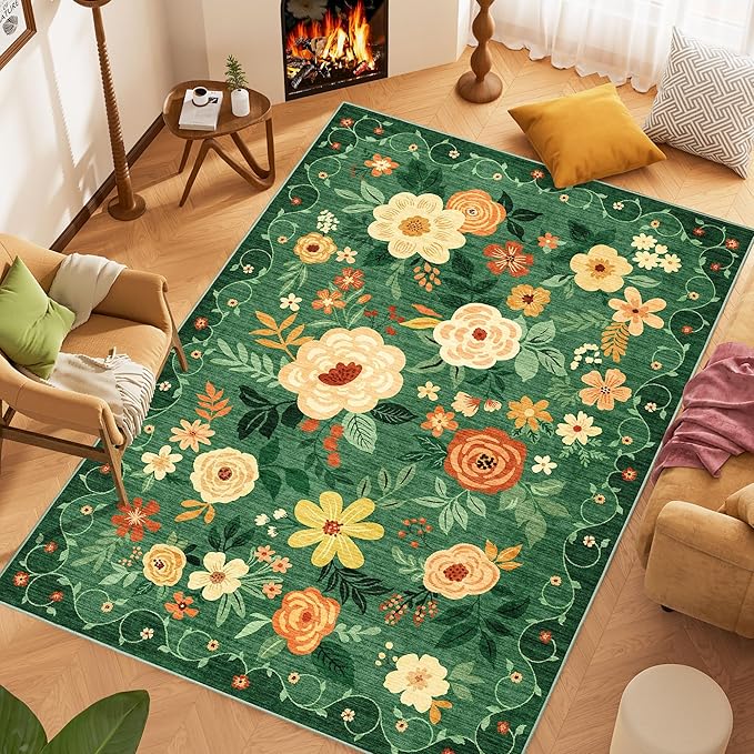 DUKINO 5x7 Area Rug, Floral Rugs - Image 3