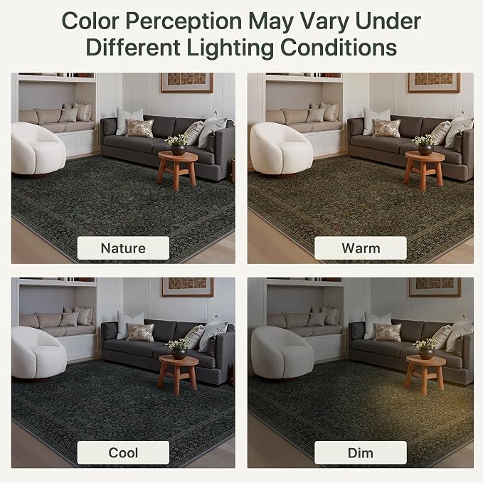GENIMO 2x6 Runner Rug Non-Slip Washable, Low Pile Vintage Floral Indoor Carpet - Image 6