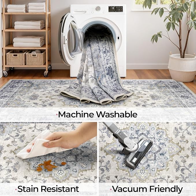 CAPALOCA Machine Washable Rugs Nursery Rug 8x10 Cute Girl Non Slip Low Pile - Image 6