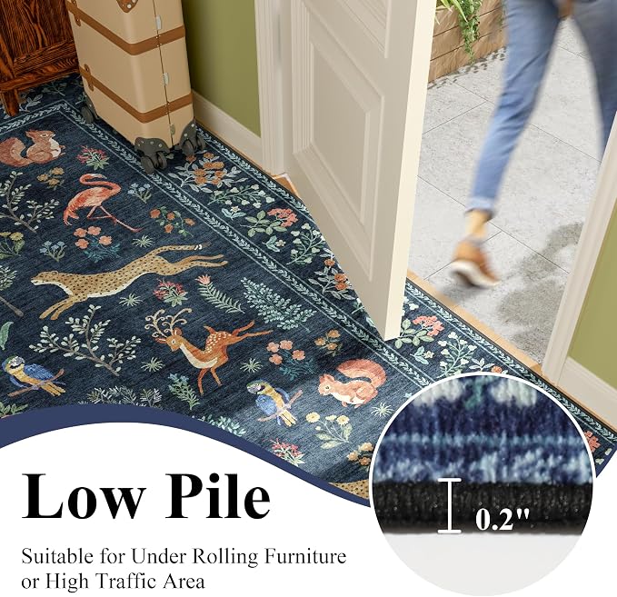 DUKINO 2x12 Washable Runner Rug, Ultra Soft Vintage Animal Runner Rug - Image 6