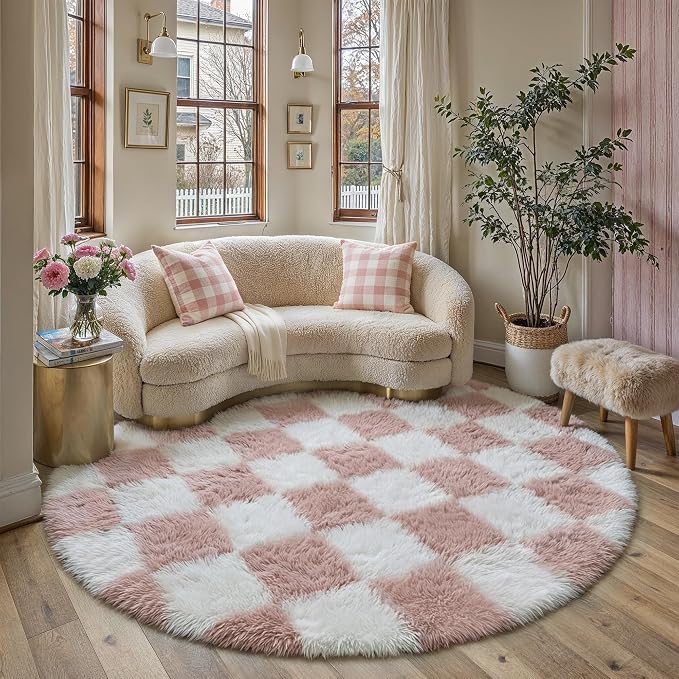 PureCozy Checkered 4x4 Round Rug - Image 3