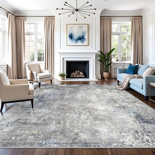 12x12 Extra Large Square Rug Modern Neutral Abstract Living Room Carpet by BYYVOORugsforYourHome