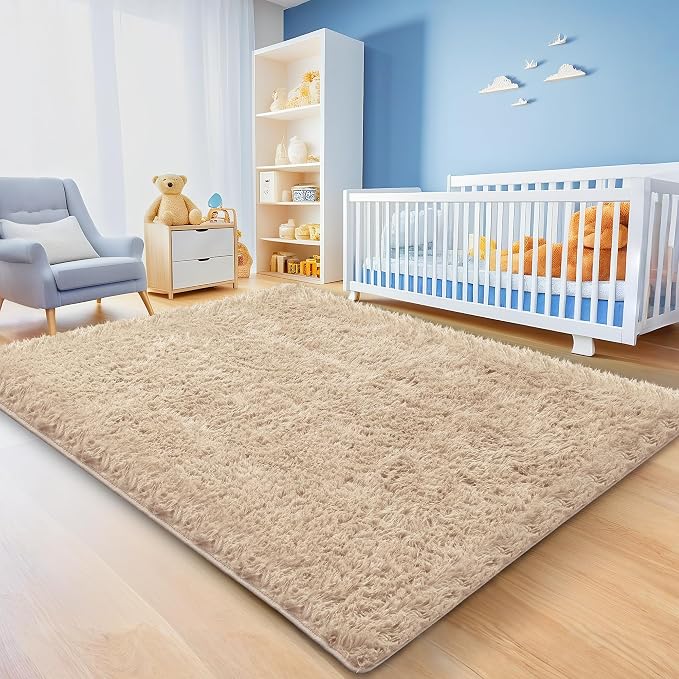 9x12 Beige Area Rugs for Living Room, Large Fluffy Shag Rug for Bedroom Boys - Image 4