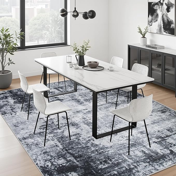 4x4 Area Rug Living Room Rug: Washable Modern Abstract Soft Thin Rug Indoor - Image 4