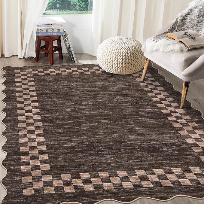 GarveeHome 8x10 Area Rug for Living Room Scalloped Washable Large Bedroom Rug by GarveeHome