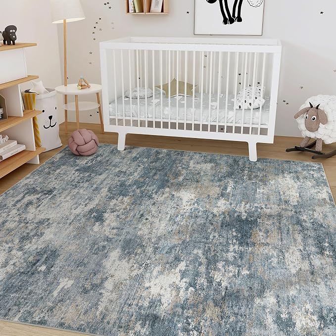 Nakagishi 10x14 Area Rugs Living Room: Washable Abstract Large Neutral Soft Rug - Image 7