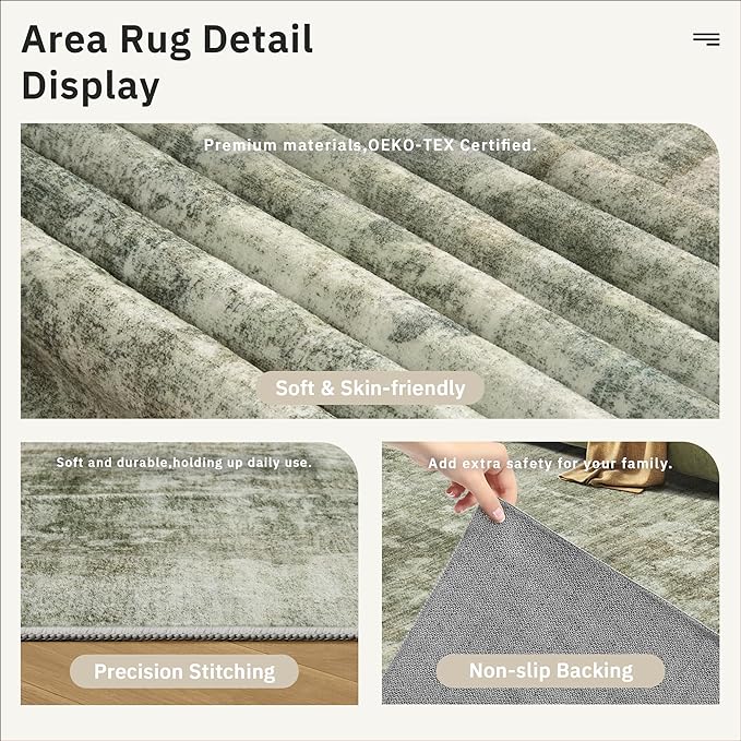 Soalmost Abstract Rug 8x10 Large Living Room Neutral Modern Washable Area Rugs - Image 6