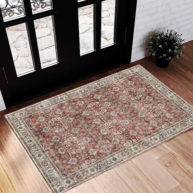 CHAMPLANT Washable Area Rug 2'x3' Door Mat Vintage Distressed Doormat Indoor by CHAMPLANT