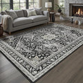 DCX Machine Washable Black Area Rug 8x10, Non Slip Stain Resistant Vintage by DCXWashableRug
