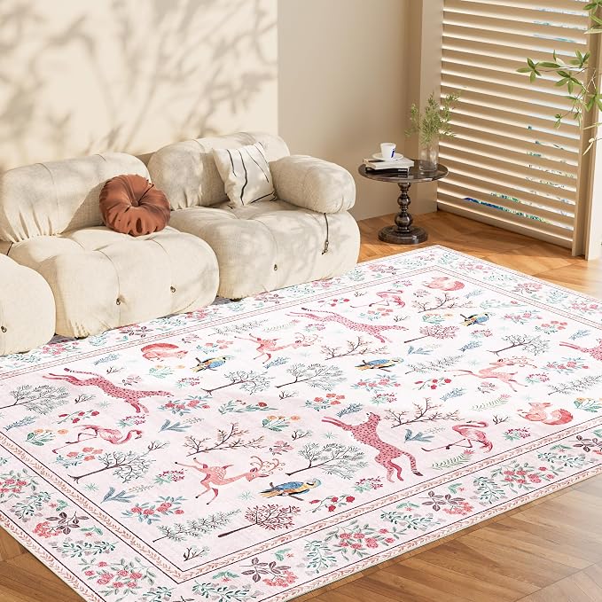 DUKINO 5x7 Rug, Washable Animal Living Room Rug - Image 9
