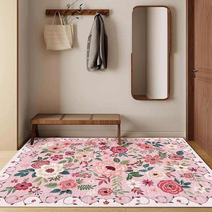 DUKINO 4x6 Area Rug, Floral Rugs - Image 3