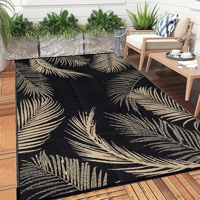 Pauwer Waterproof Outdoor Rug 8x10, Reversible Plastic Straw Patio Camping Rug - Image 6