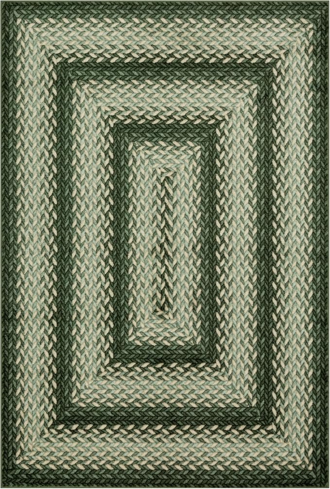 Maples Rugs Marion Bohemian Braided-Style Print Area Rug – Made in USA – Low by MaplesRugs