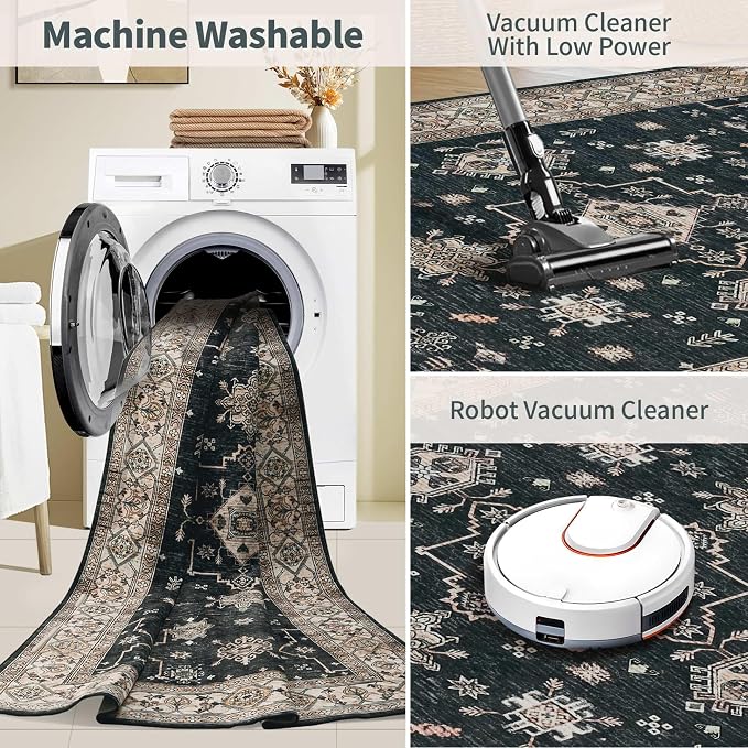 Rugxara Area Rugs for Living Room Bedroom, Washable Rug, Non Slip & Low Pile - Image 6