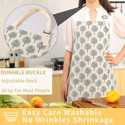Tosewever 2 Pieces Cotton Linen Waterproof Bib Apron - Image 4