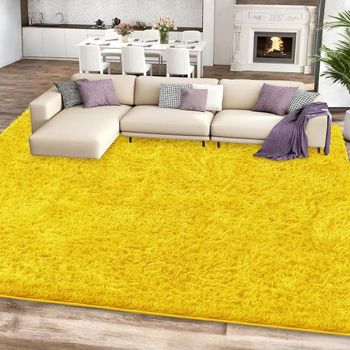 9x12 Yellow Area Rugs for Living Room, Large Fluffy Shag Rug for Bedroom Nursery - Image 2