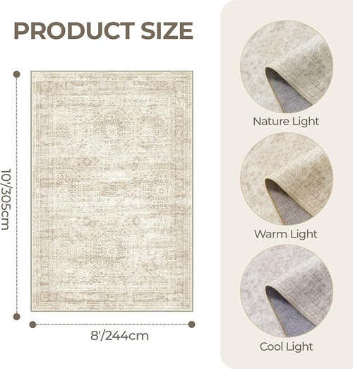 8x10 Area Rugs for Living Room, Non-Slip Backing Large Washable Rug for Nursery - Image 2