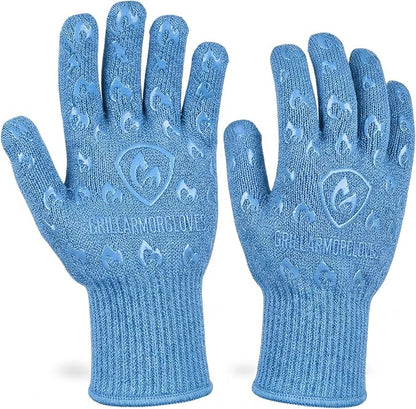 Grill Armor Oven Gloves with Fingers – Extra Long Cuff, 932°F Heat, Fire & Cut by GrillArmorGloves