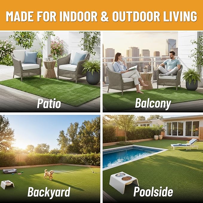 Ottomanson Artificial Grass Runner Natural 31" x 45', Realistic Grass - Image 4
