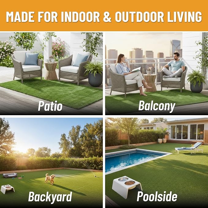 Ottomanson Artificial Grass Runner Natural 31" x 22', Realistic Grass - Image 4