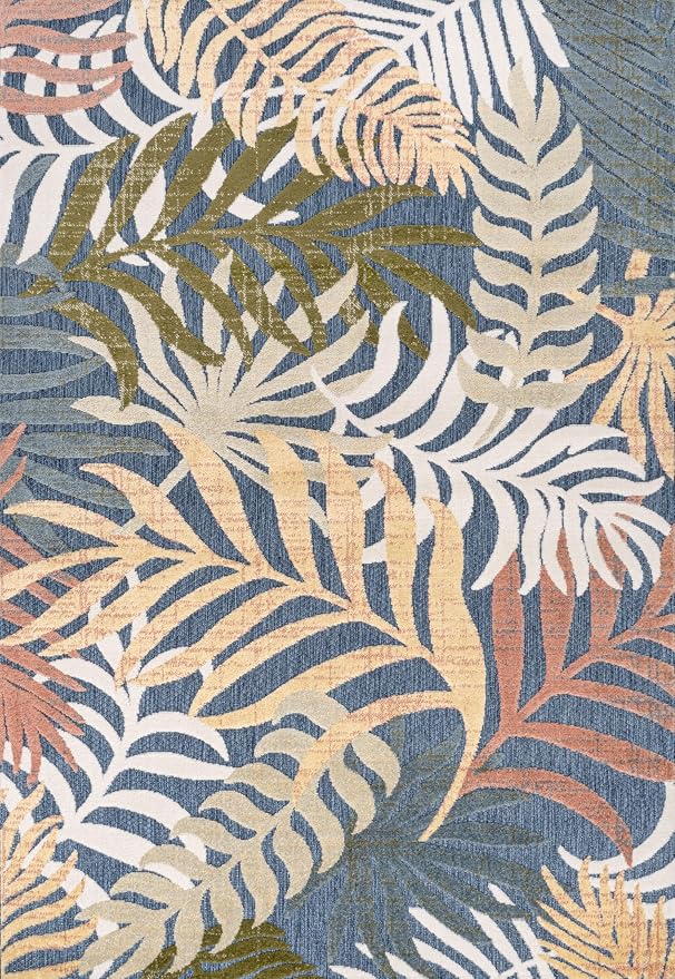 JONATHAN Y Tropics Palm Leaves Indoor Outdoor Area Rug 5x8 Dark Blue/Multi - Image 7