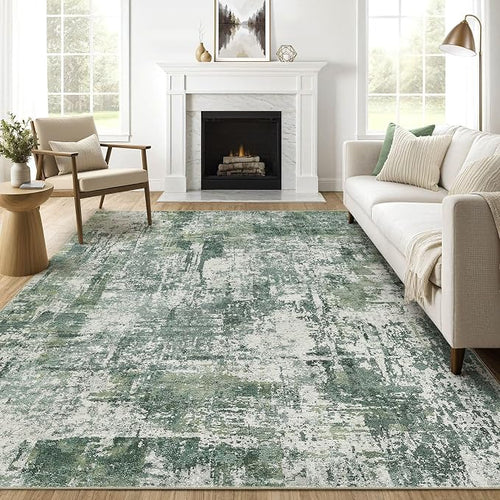 9x12 Area Rug Living Room: Washable Large Abstract Soft Stain Resistant Indoor by LOONGRUG