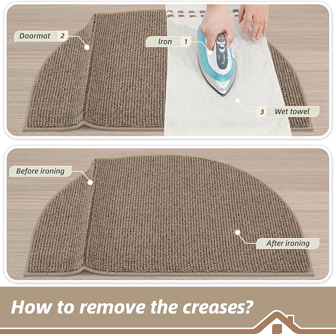 BEQHAUSE Dirt Trapper Door Mat 24" x 36" Half Circle Non-Slip Washable Doormats - Image 9