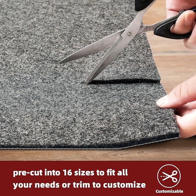 BAGAIL Felt and Natural Rubber Backing Rug Pads 1/8” Thick, 9 x 12 Ft Non Slip - Image 5