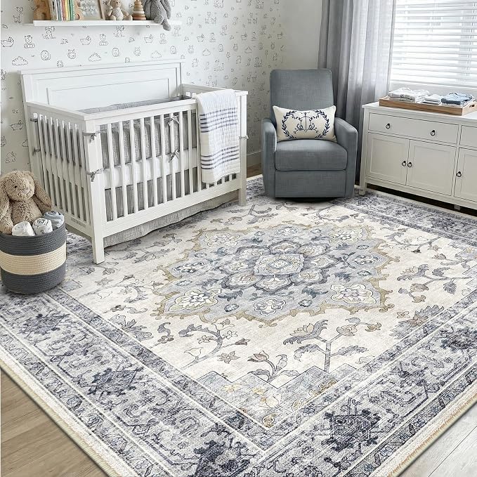 CAPALOCA Machine Washable Rugs Nursery Rug 8x10 Cute Girl Non Slip Low Pile - Image 3
