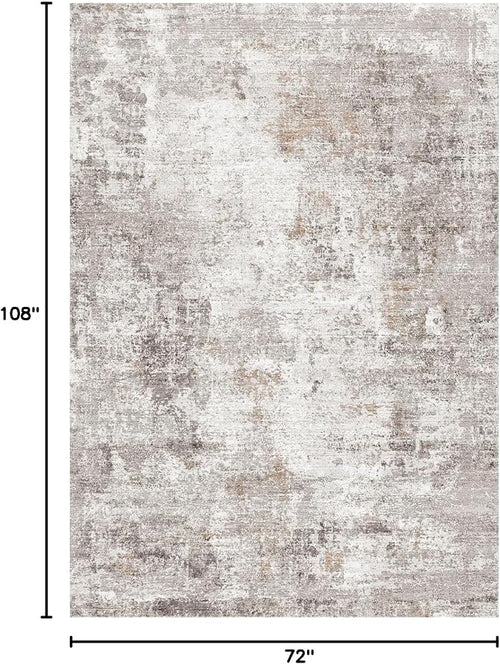 6x9 Washable Living Room Rug – Neutral Modern Abstract Soft Large Area Rug - Image 2