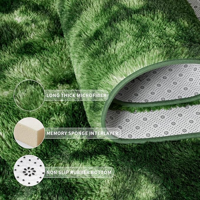 Tepook Fluffy Dark Green Rugs for Living Room Bedroom, 8x10 Soft Area Rug - Image 5