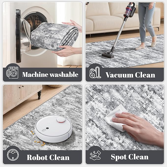 3x5 Area Rug Washable Entryway Rug Non Slip Abstract Tear and Stain Resistance - Image 3