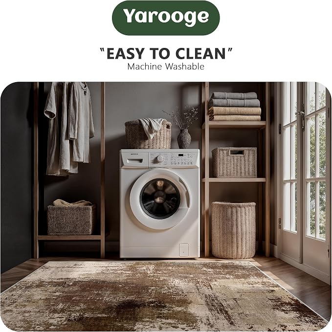 9x12 Area Rugs - Modern Abstract Washable Rug, Ultra Soft Non Slip Low Pile - Image 5